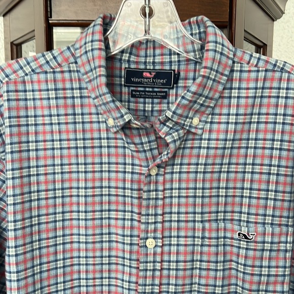 Vineyard Vines Plaid Slim Fit Flannel Tucker Shirt EUC Size L - Picture 10 of 12
